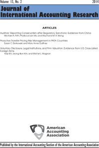 Journal of International Accounting Research Volume 13, No. 2, 2014
