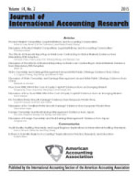 Image of Journal of International Accounting Research Volume 14, No. 2, 2015